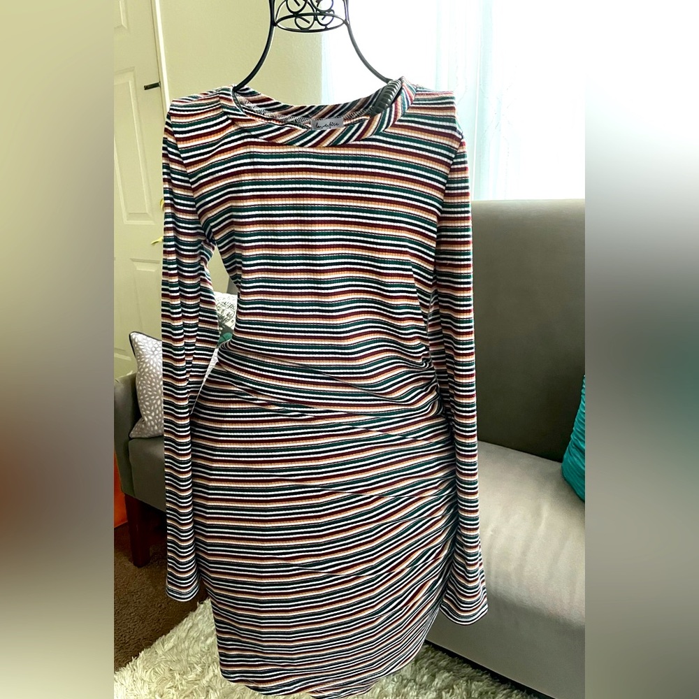 LOVE FIRE Striped long sleeved dress Size S